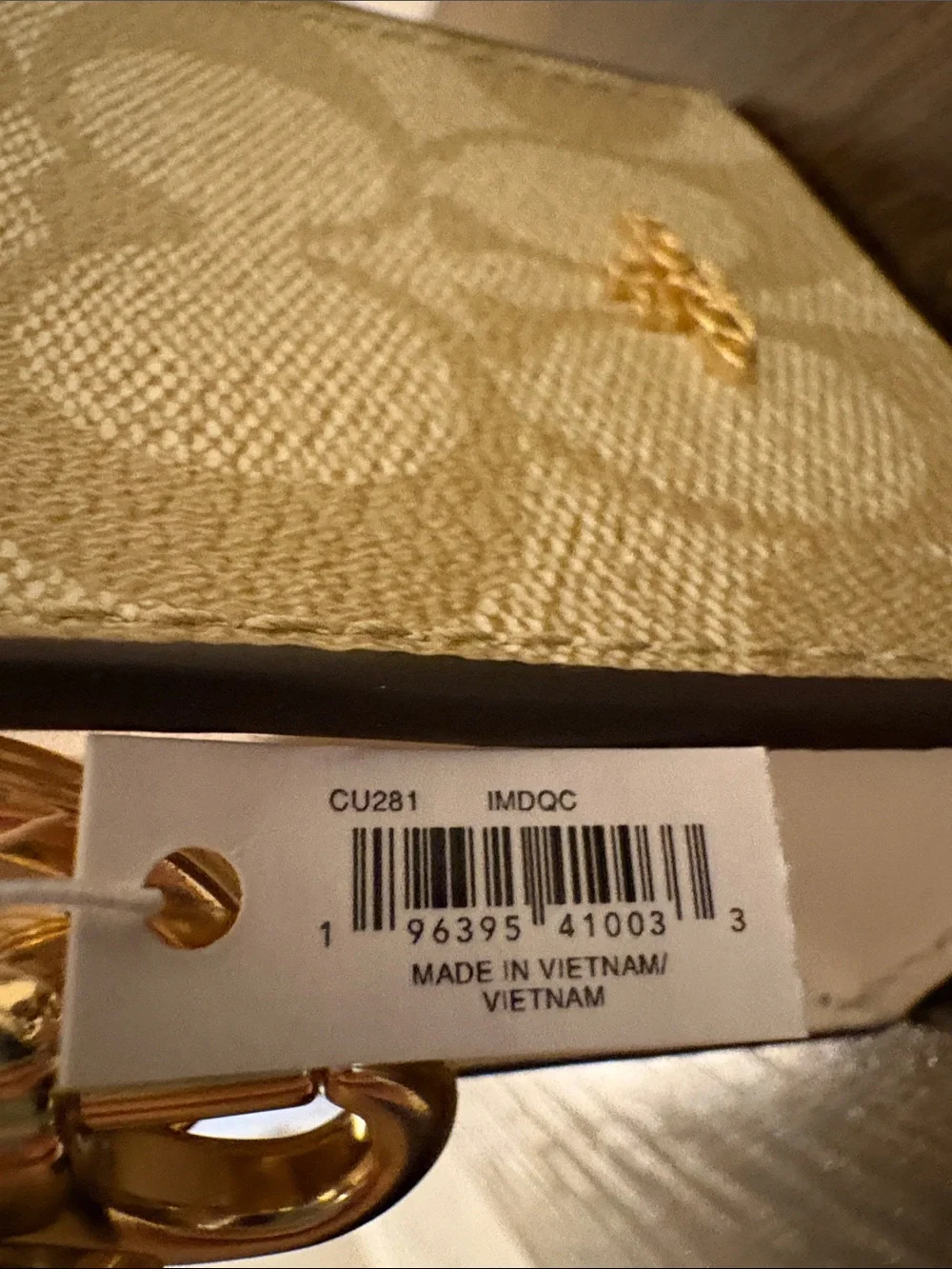 COACH Signature Mini Tote Bag Charm Tan and Cream - Picture 7 of 7